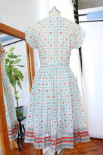 Cotton Voile Folk Pattern Dress S