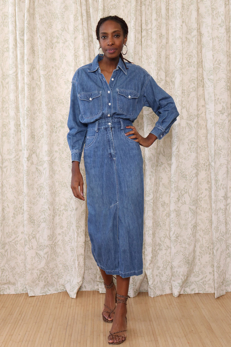 Denim Structured Shirt Dress XS