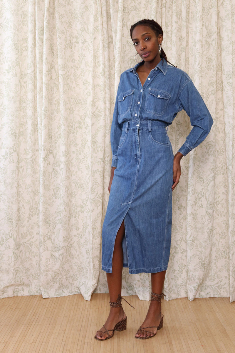 Denim Structured Shirt Dress XS