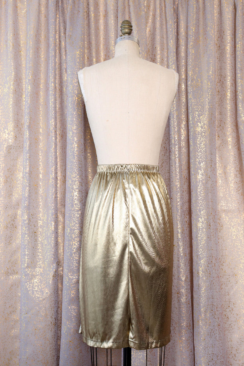Liquid Gold Lamé Skirt XL