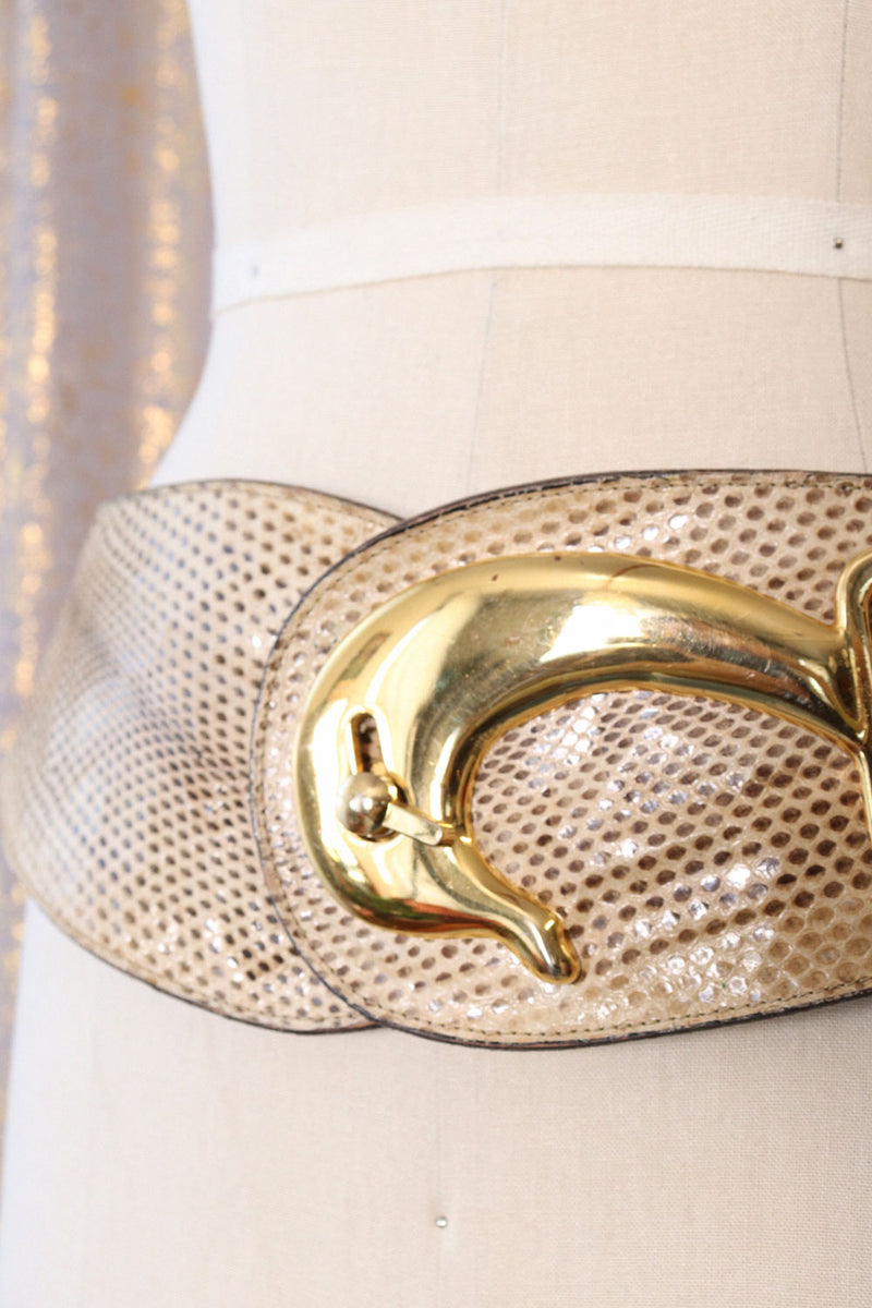 Hooked Snakeskin Statement Belt