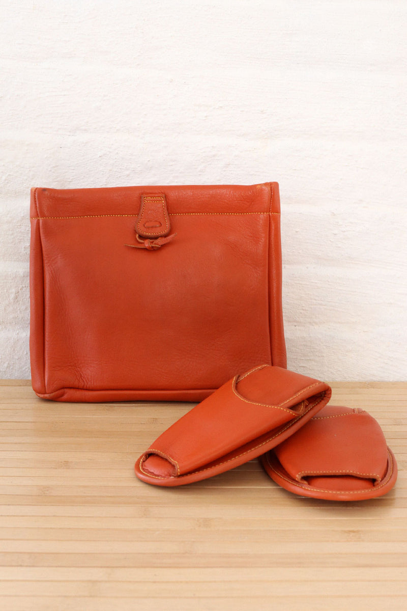 Pumpkin Leather "Tucaway" Travel Set
