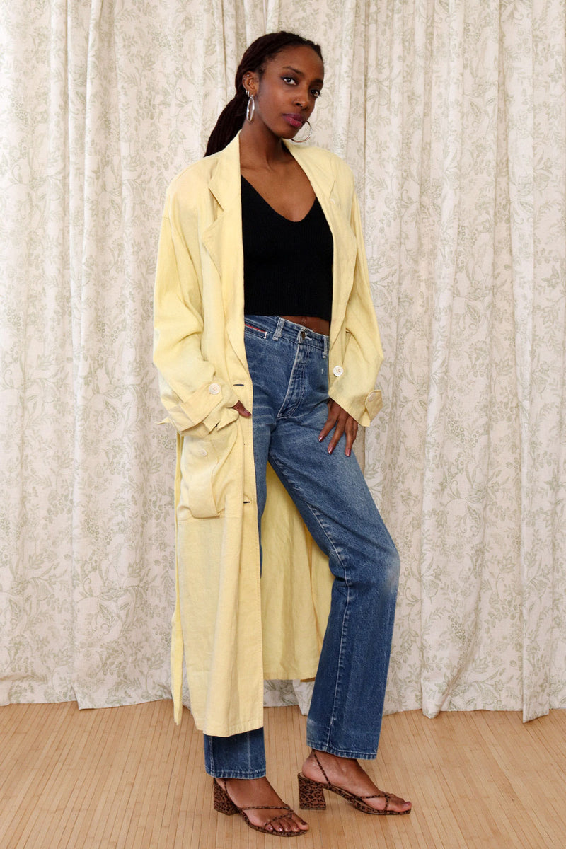 Butter Yellow Linen Duster M/L