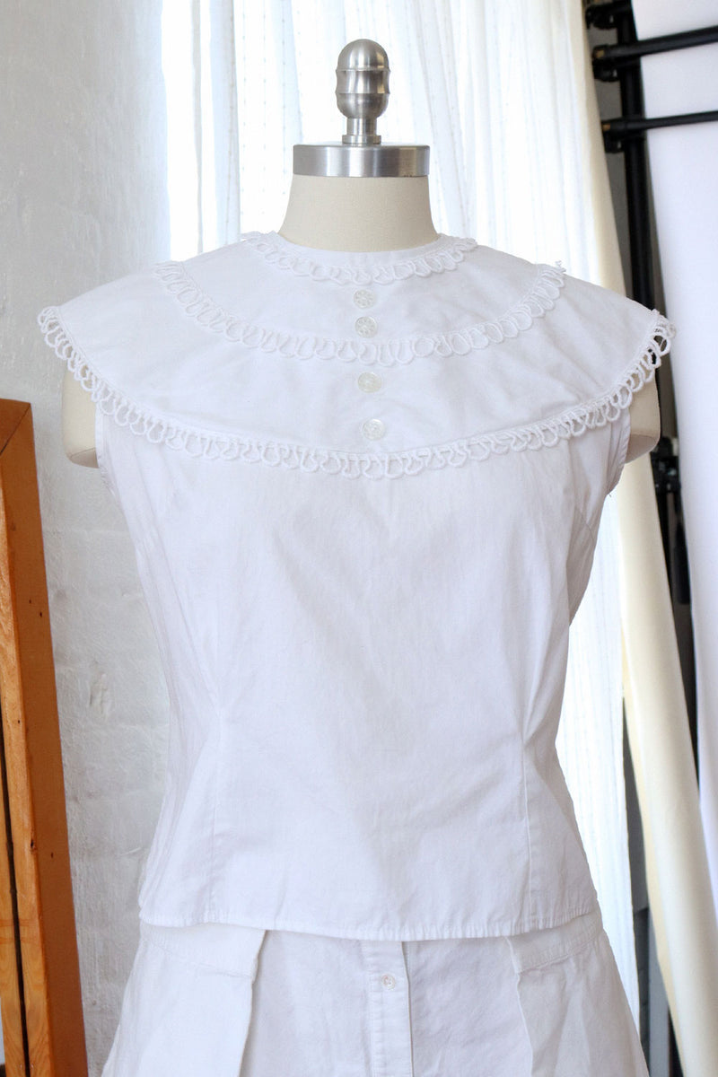 Collared Crisp White Shell L