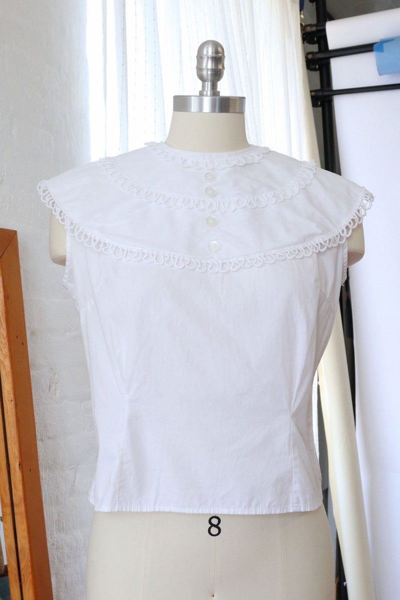 Collared Crisp White Shell L