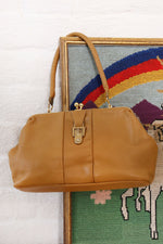 Pecan Leather Buckle Handbag