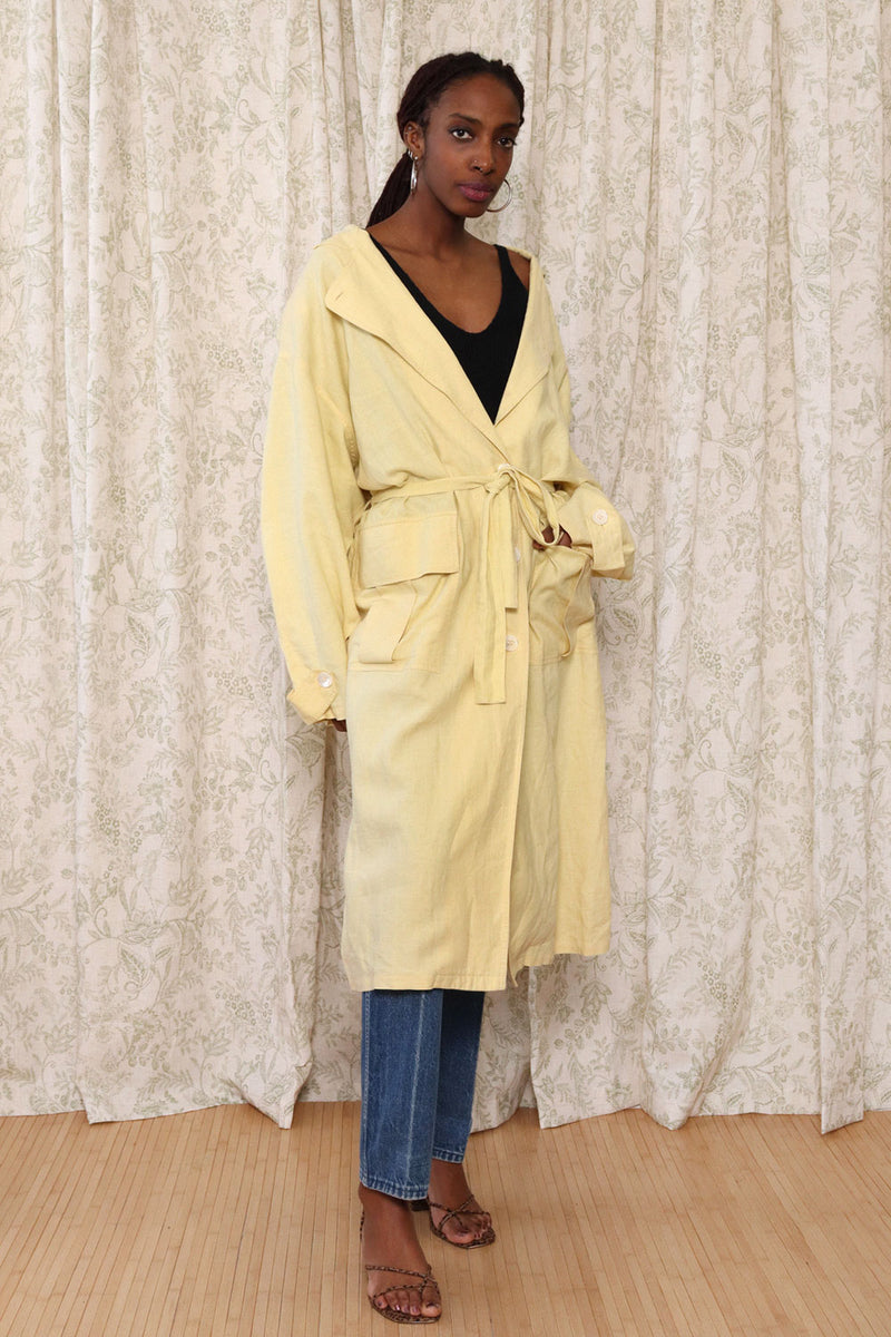 Butter Yellow Linen Duster M/L