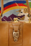 Pecan Leather Buckle Handbag