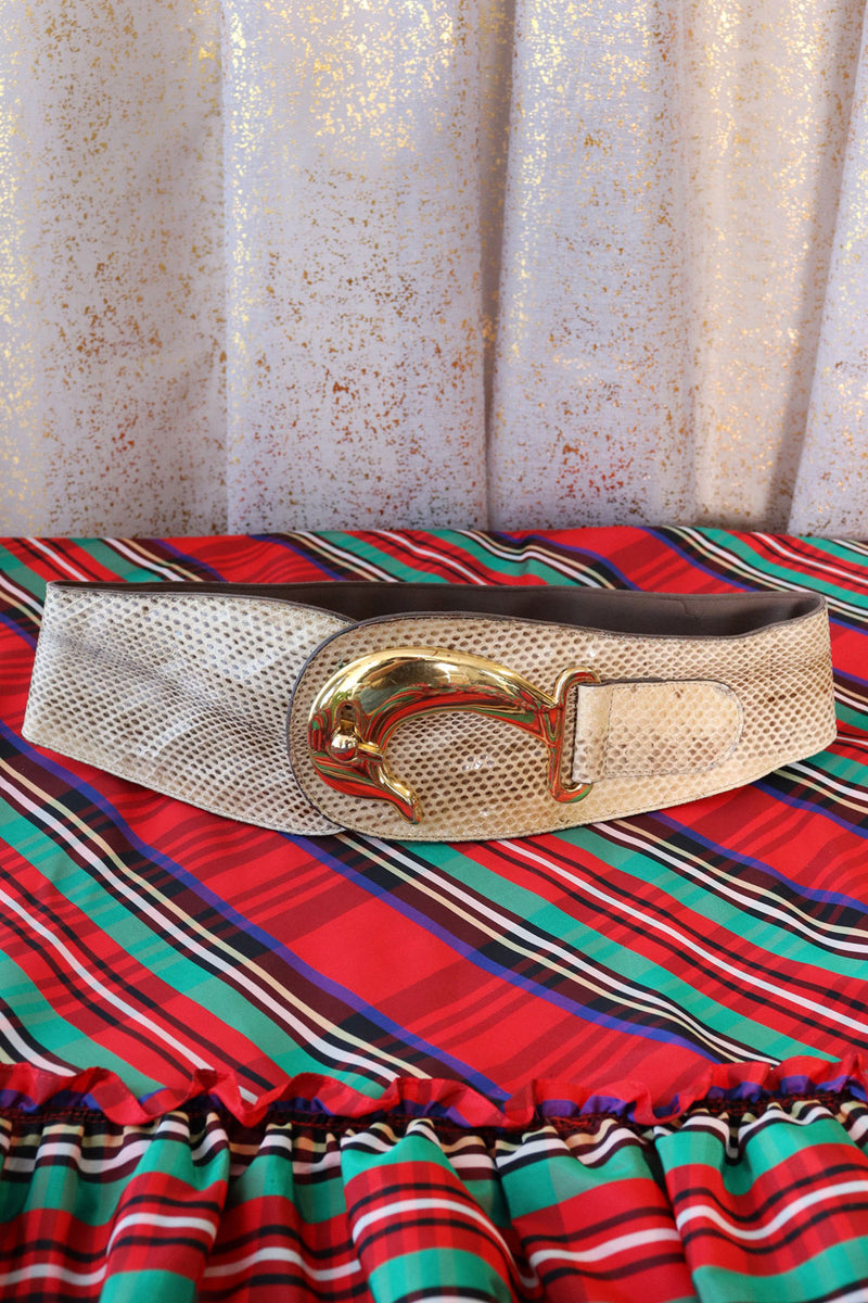 Hooked Snakeskin Statement Belt