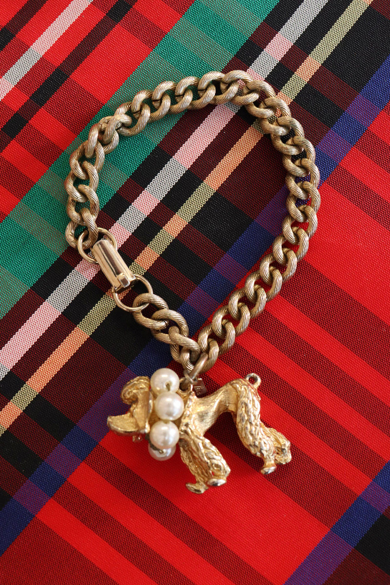 Poodle in Pearls Charm Bracelet