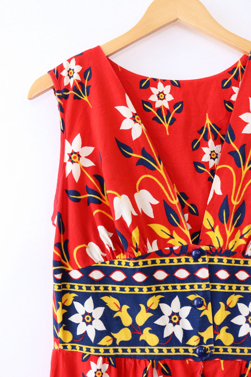 Double Floral Wide Leg Cotton Jumpsuit M