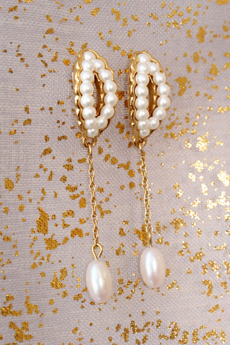 Avon Golden Pearly Dangles