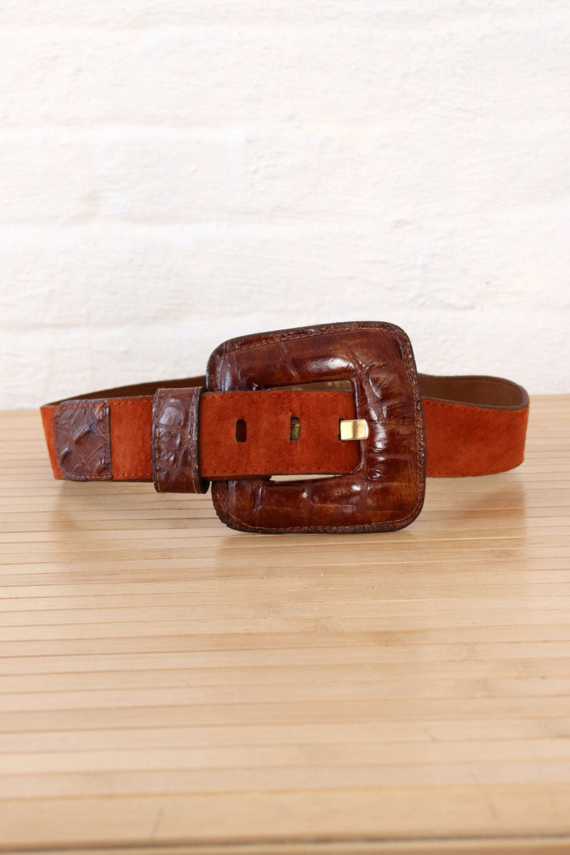 Rust Suede & Croc Belt