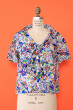 Marbleized Tie Blouse L