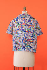 Marbleized Tie Blouse L