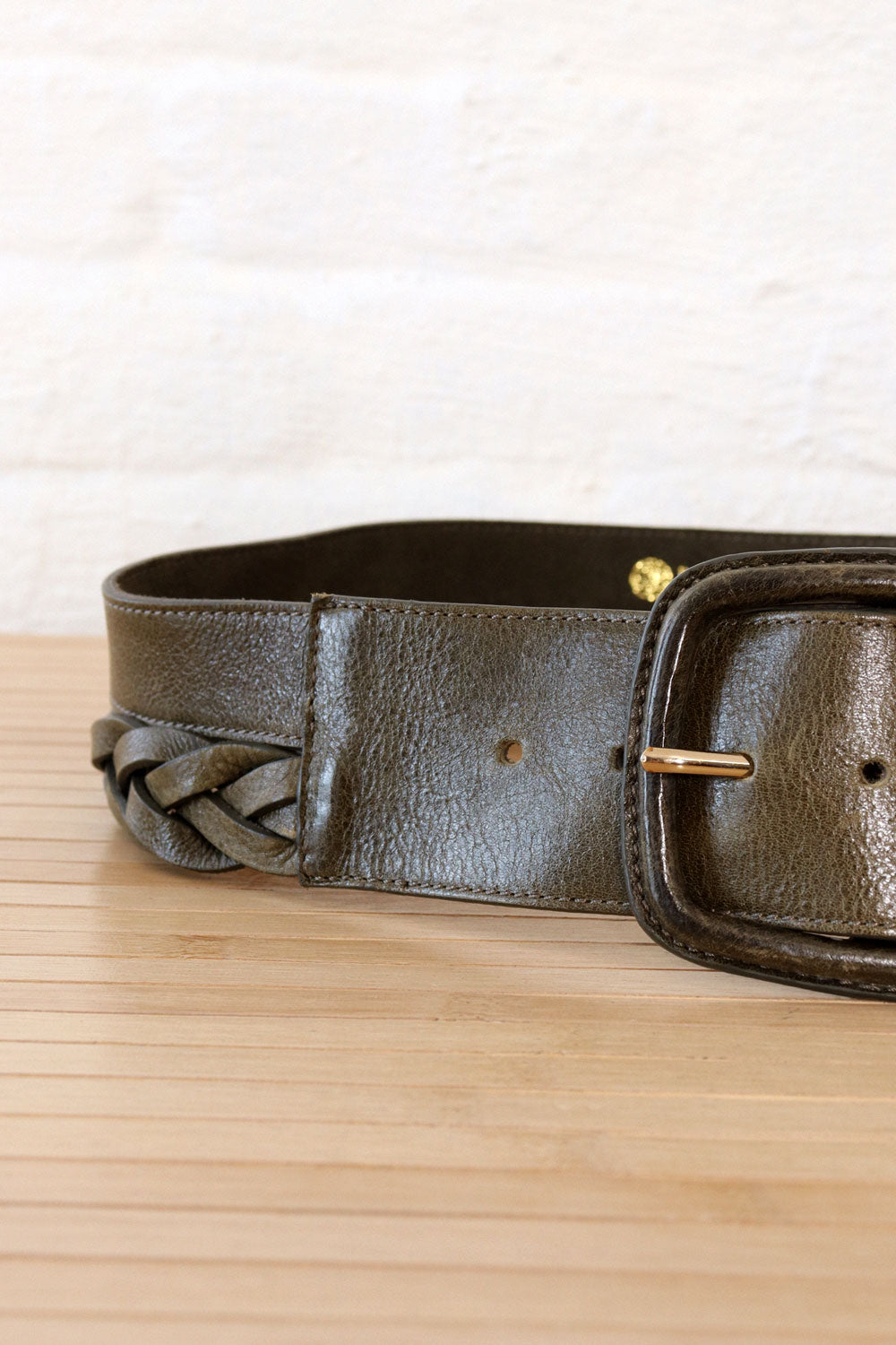 Olive Braided Wide Sling Belt