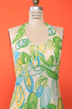 Lemon Lime Silk Flutter Halter Dress S-S/M