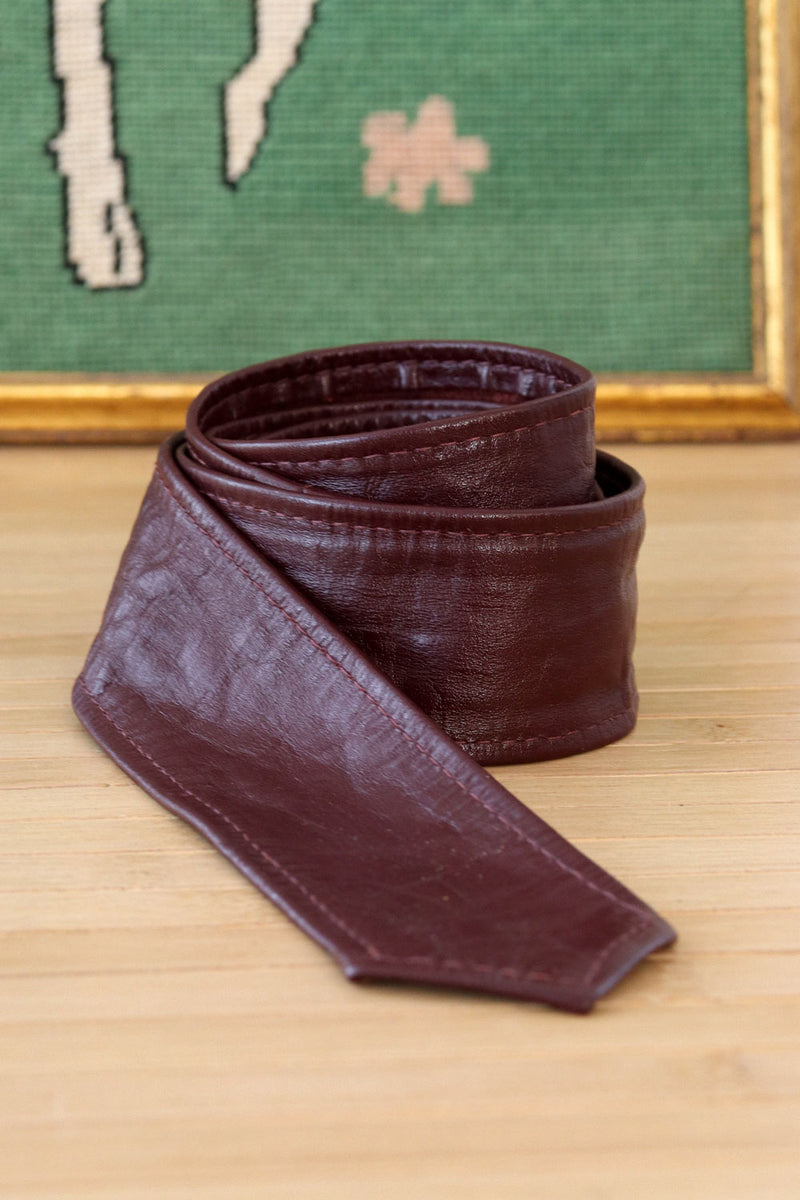 Eggplant Leather Tie Belt
