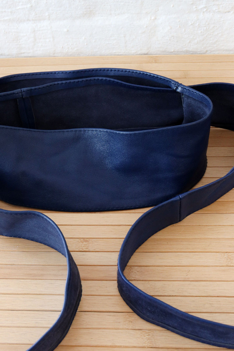Cobalt Smooth Leather Wrap Belt