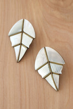Pearly Inlay Leaf Earrings