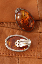 XL Amber Sterling Clip-ons