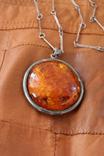 Handmade Amber Medallion Sterling Necklace