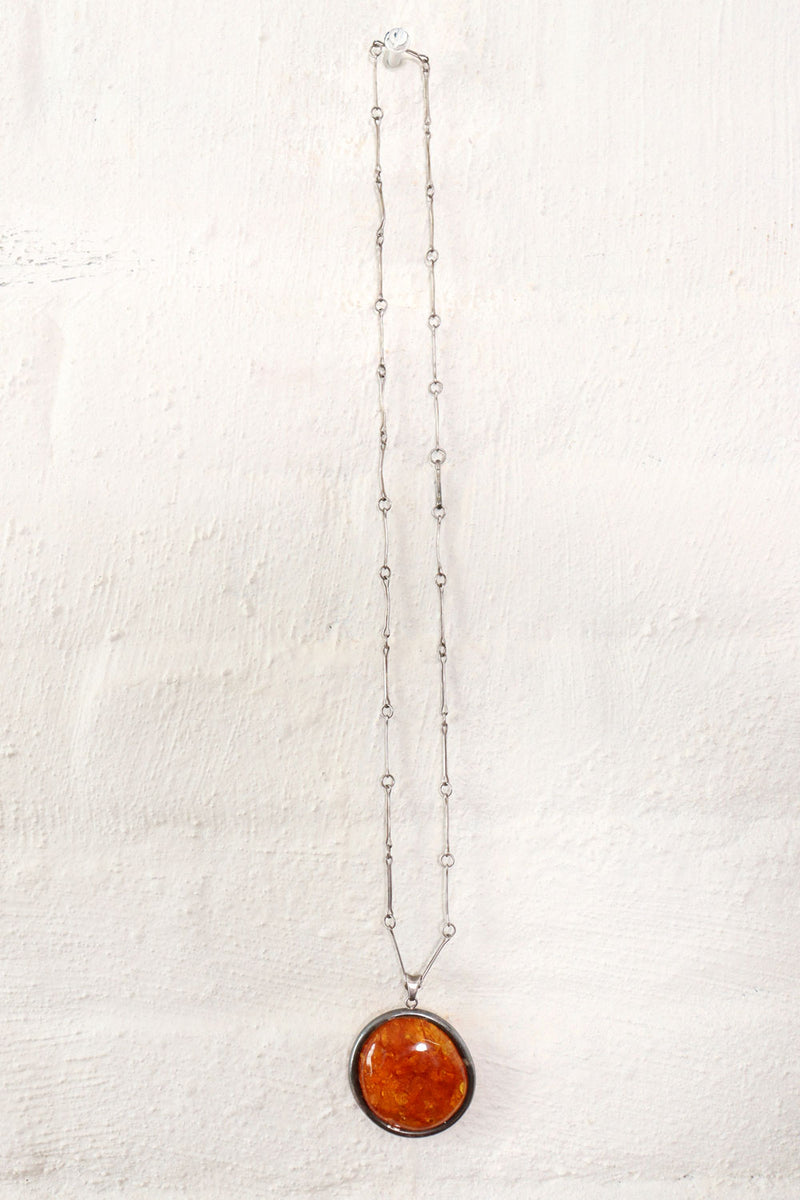 Handmade Amber Medallion Sterling Necklace