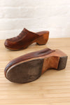 Connie 70s Leather Wood Clogs 8.5
