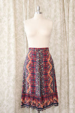 Folksy Floral Ruffle Midi Skirt L