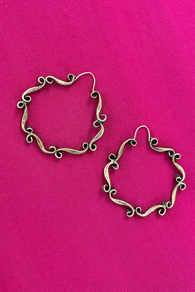 Scrolly Brass Hoops
