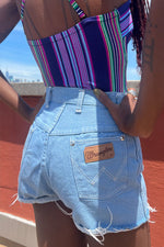 Baby Blue Wrangler Cut Offs XS
