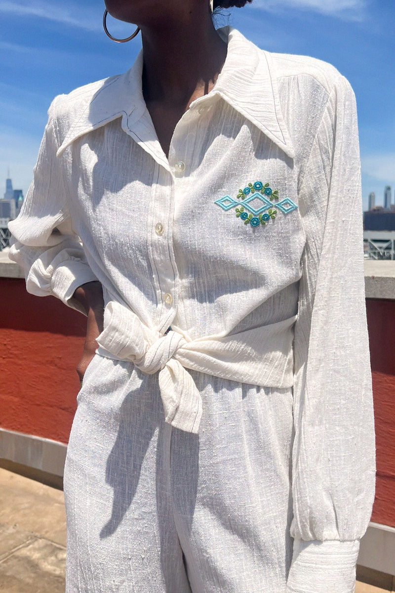 Oatmeal Embroidered Lounge Suit M-M/L