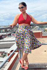 Patchwork Print Circle Skirt L/XL