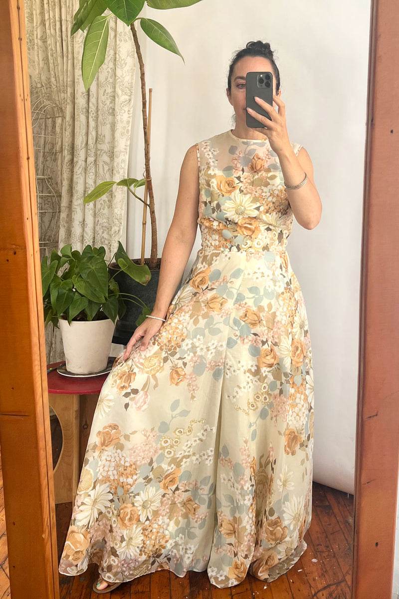 Lilli Diamond Antiqued Floral Jumpsuit S/M