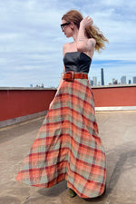 Full Sweep Plaid Maxi Skirt M/L