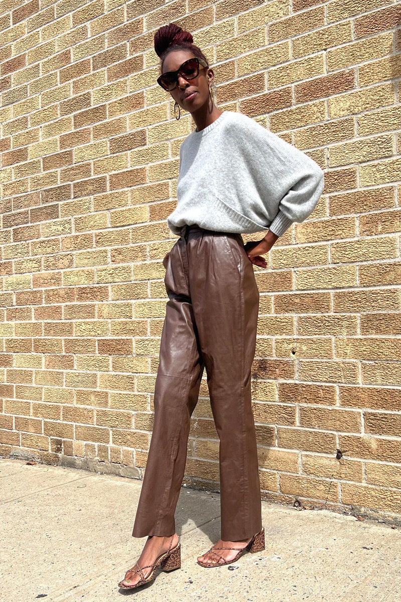 Toffee Leather Trousers XS