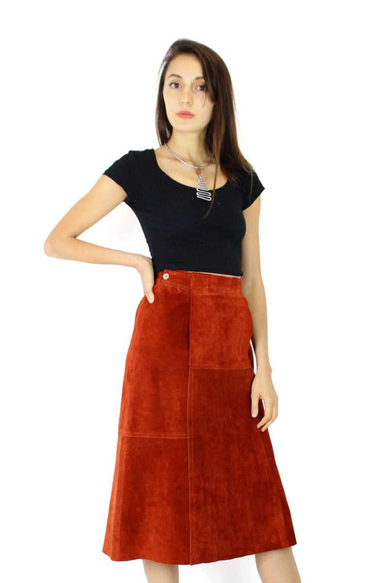 Rust Suede Skirt w/ Pocket XS