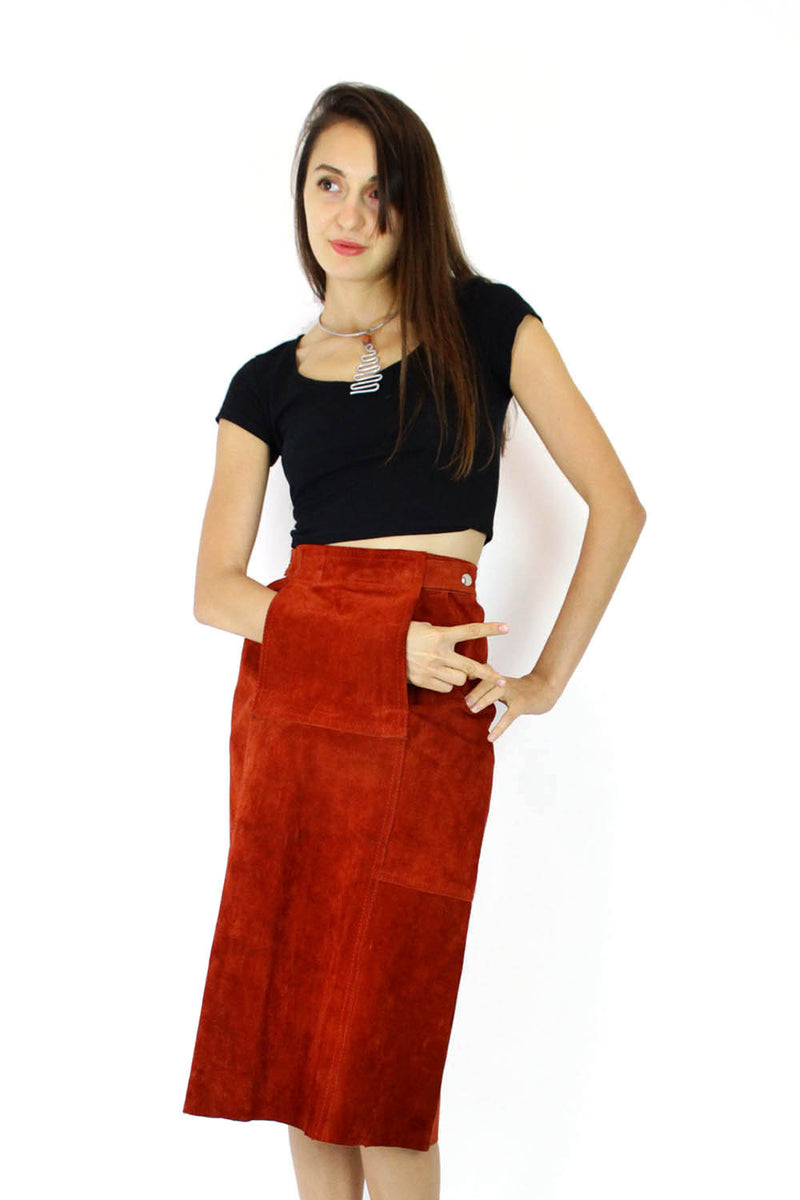 Rust Suede Skirt w/ Pocket XS