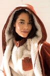 Hooded Suede Sherpa Coat S/M