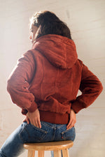 Hooded Suede Sherpa Coat S/M