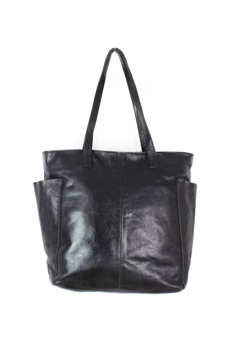 Minimalist Black Leather Tote
