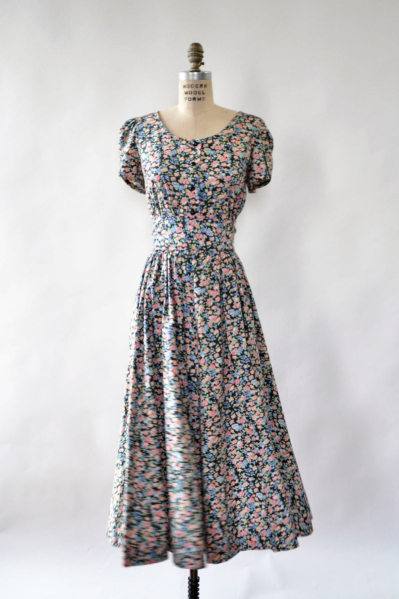 Black Floral Petal Dress M/L
