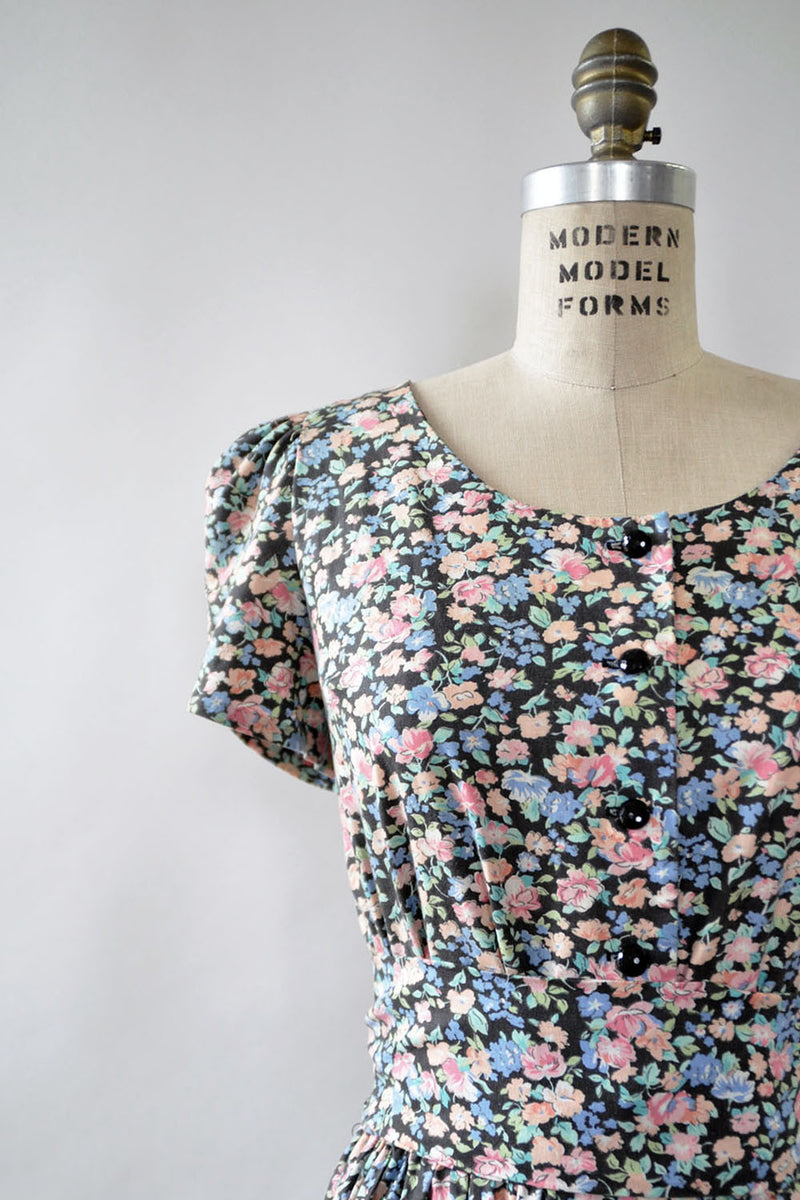 Black Floral Petal Dress M/L