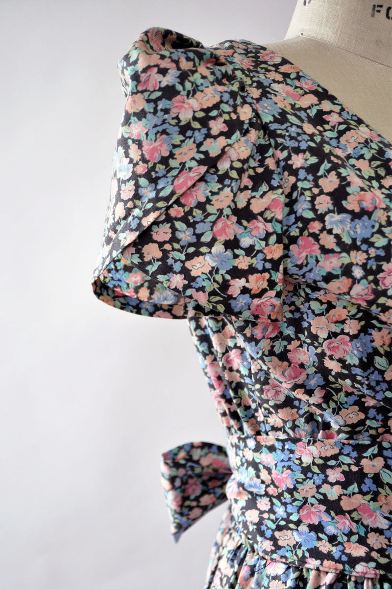 Black Floral Petal Dress M/L