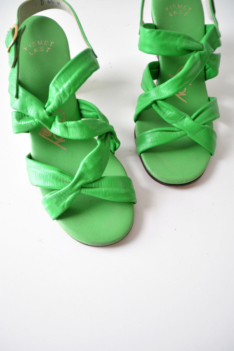 Lime Chunky Heel Sandals 6 1/2