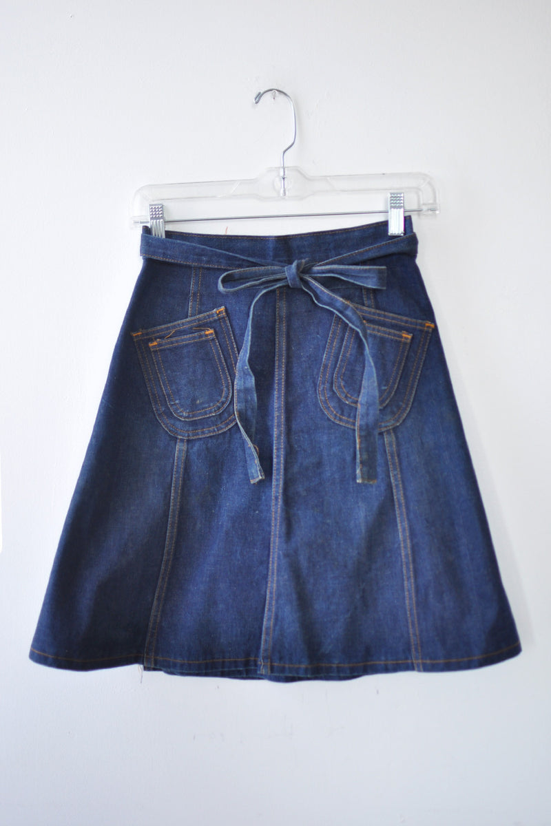 Dee Dee Denim Wrap Mini Skirt XS