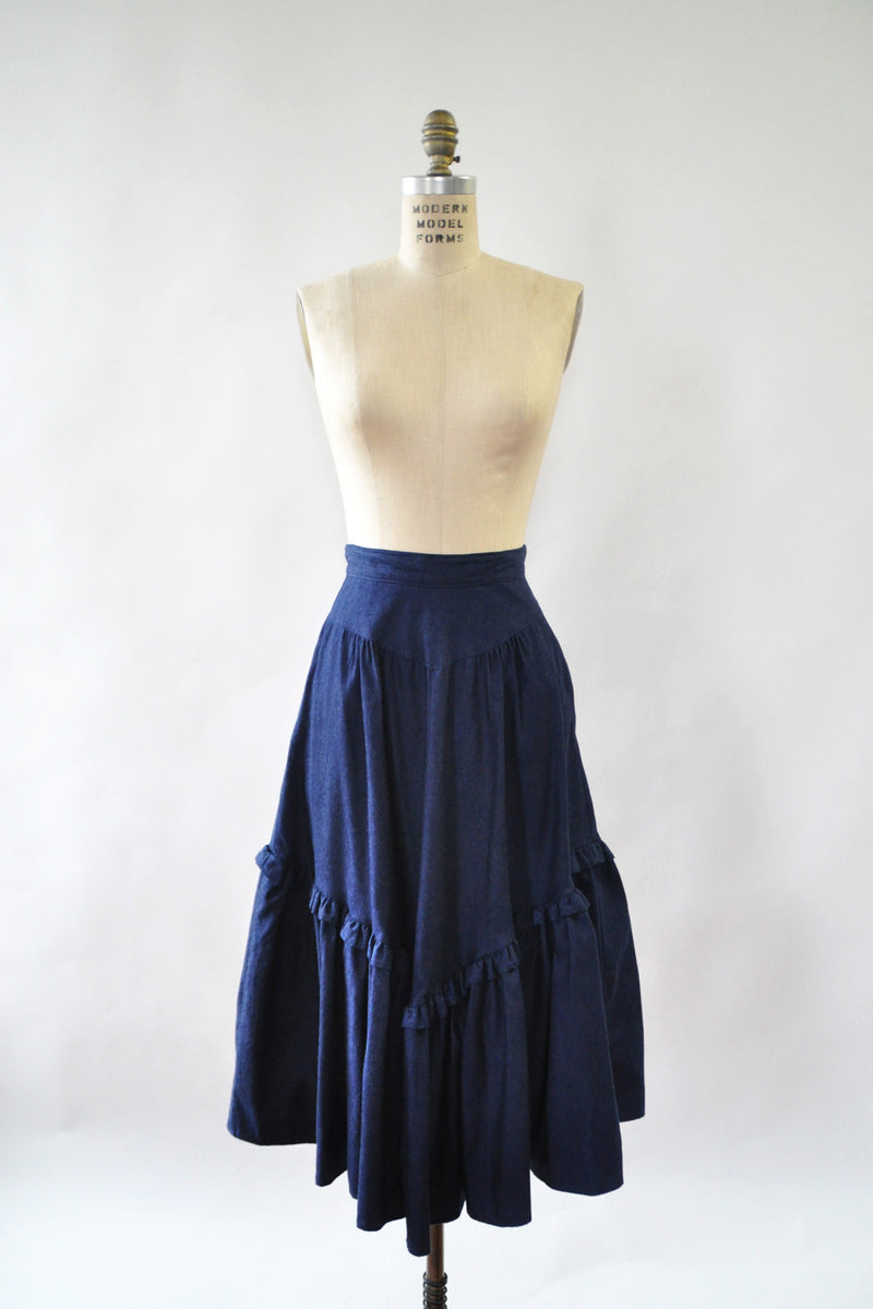 Denim Ruffle Skirt XS
