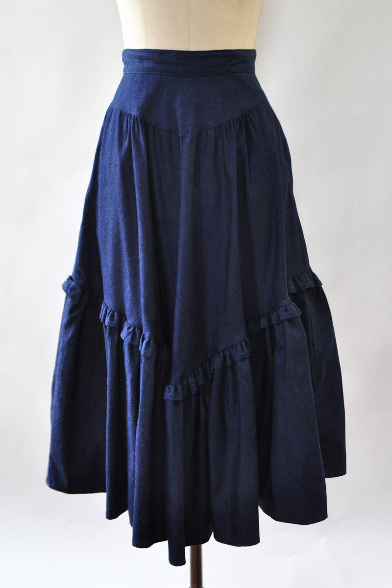 Denim Ruffle Skirt XS