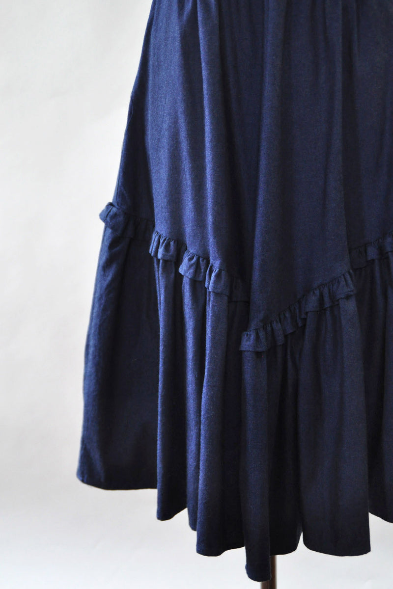 Denim Ruffle Skirt XS