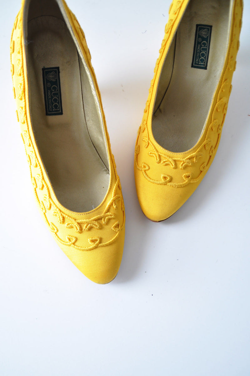 Canary Gucci Heels 7-7 1/2